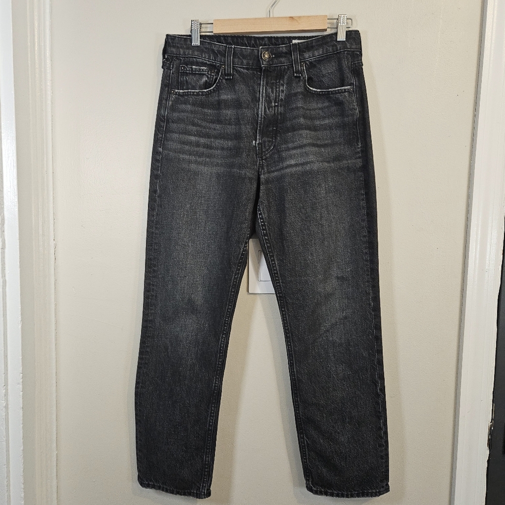 Rag & Bone Maya High Rise Ankle Slim Black Was Denim Jeans Size 28 Button Fly